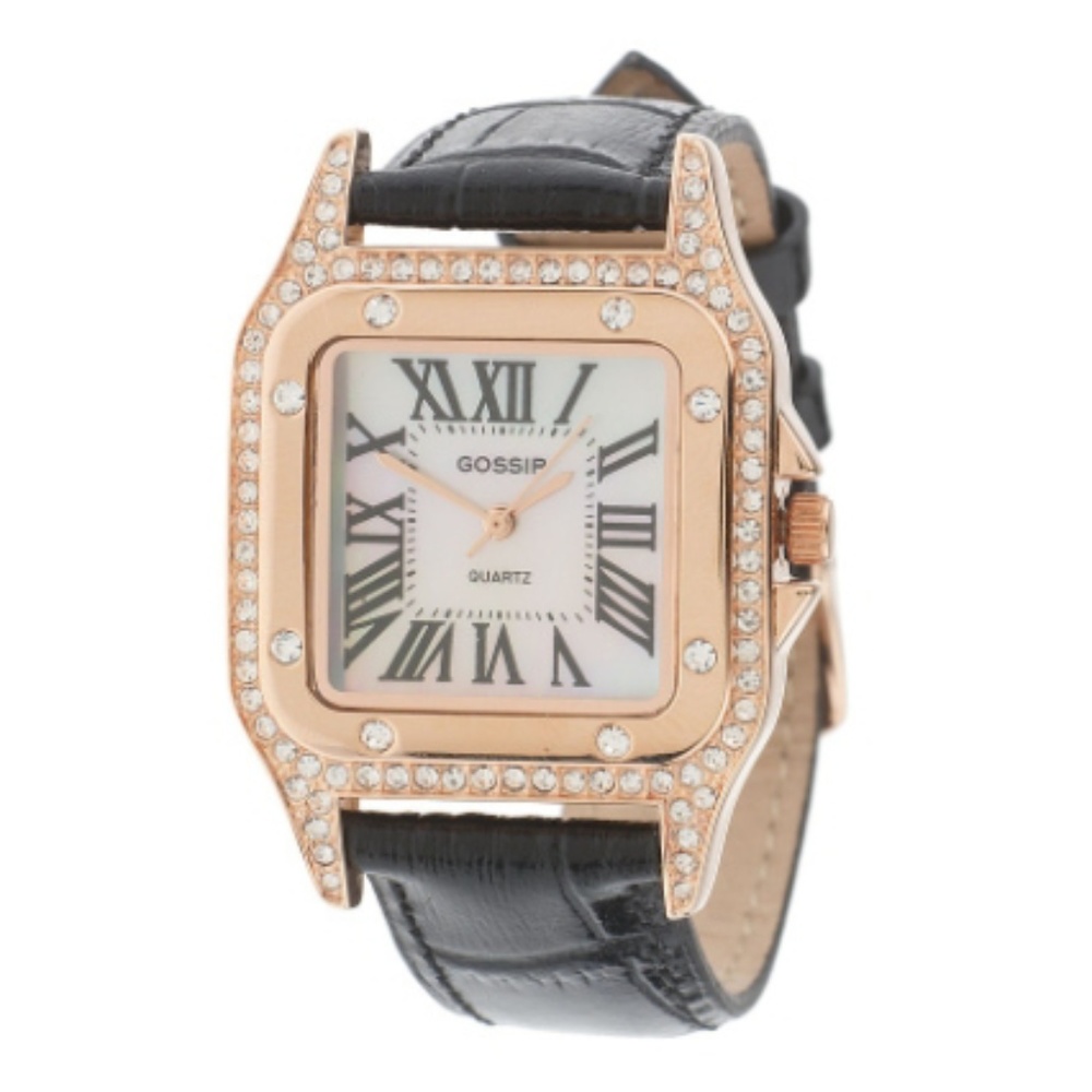 Gossip Rosetone Brown Leather Strap Watch